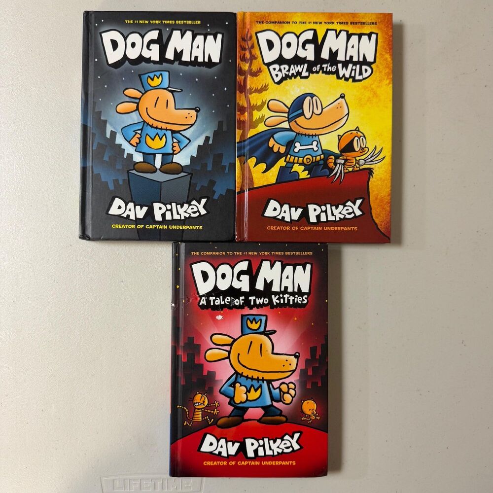 Dog Man Books Dav Pilkey Hardcover 3 Set Comic Graphic Novel Funny Illustrated